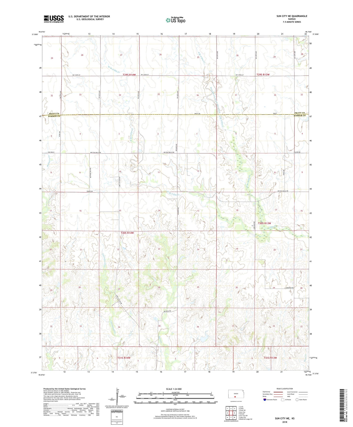 Sun City NE Kansas US Topo Map Image