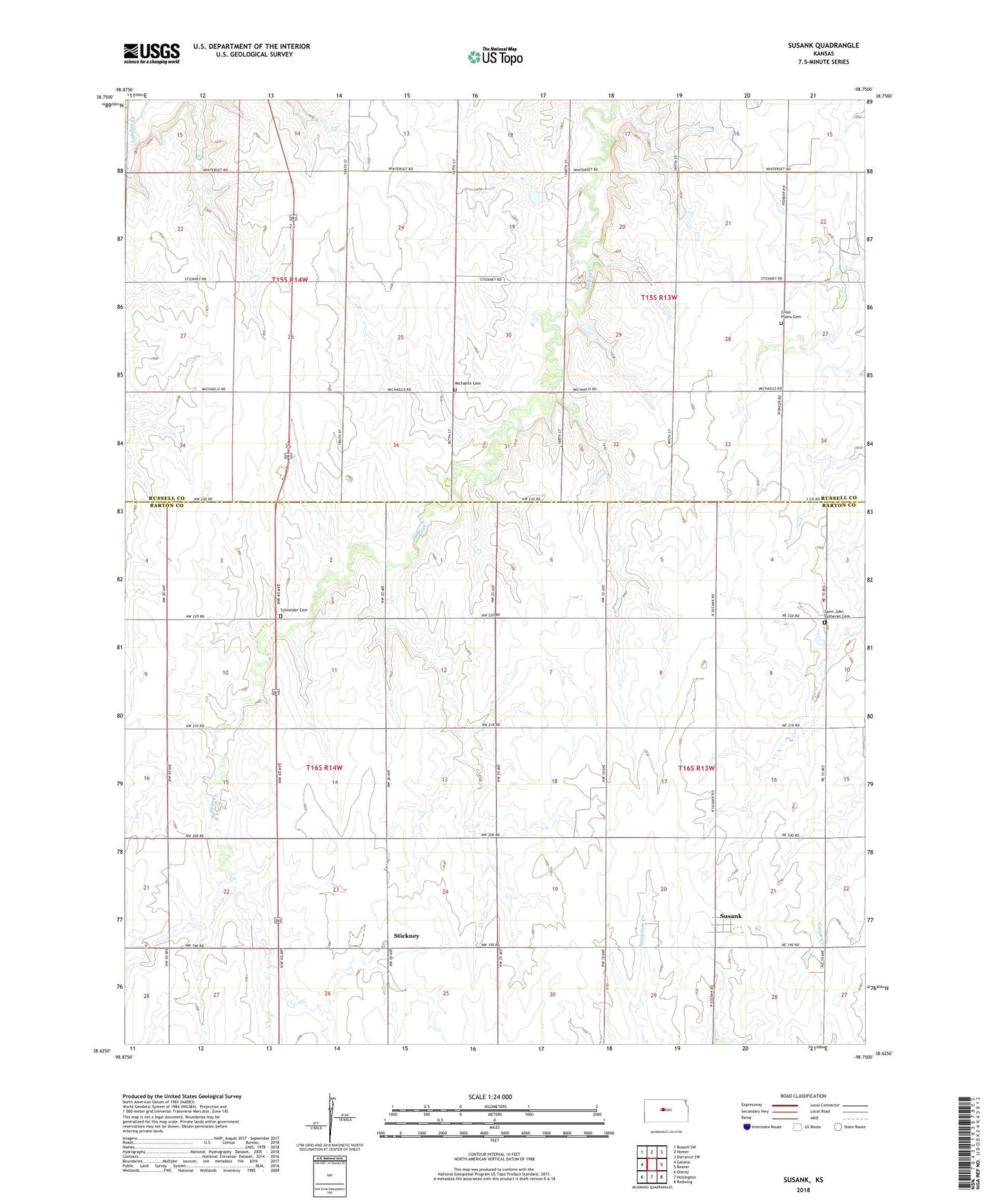 Susank Kansas US Topo Map Image