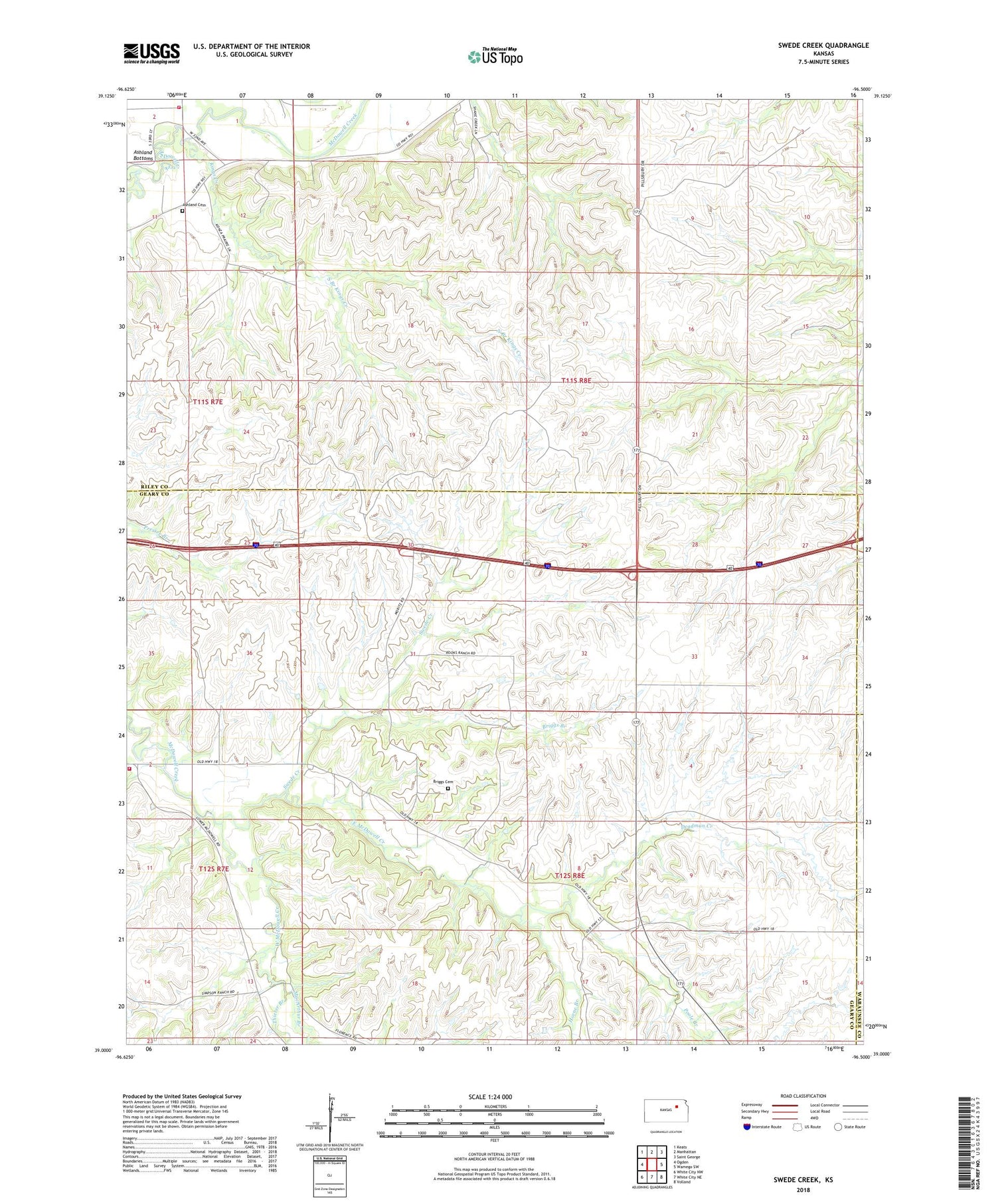 Swede Creek Kansas US Topo Map Image