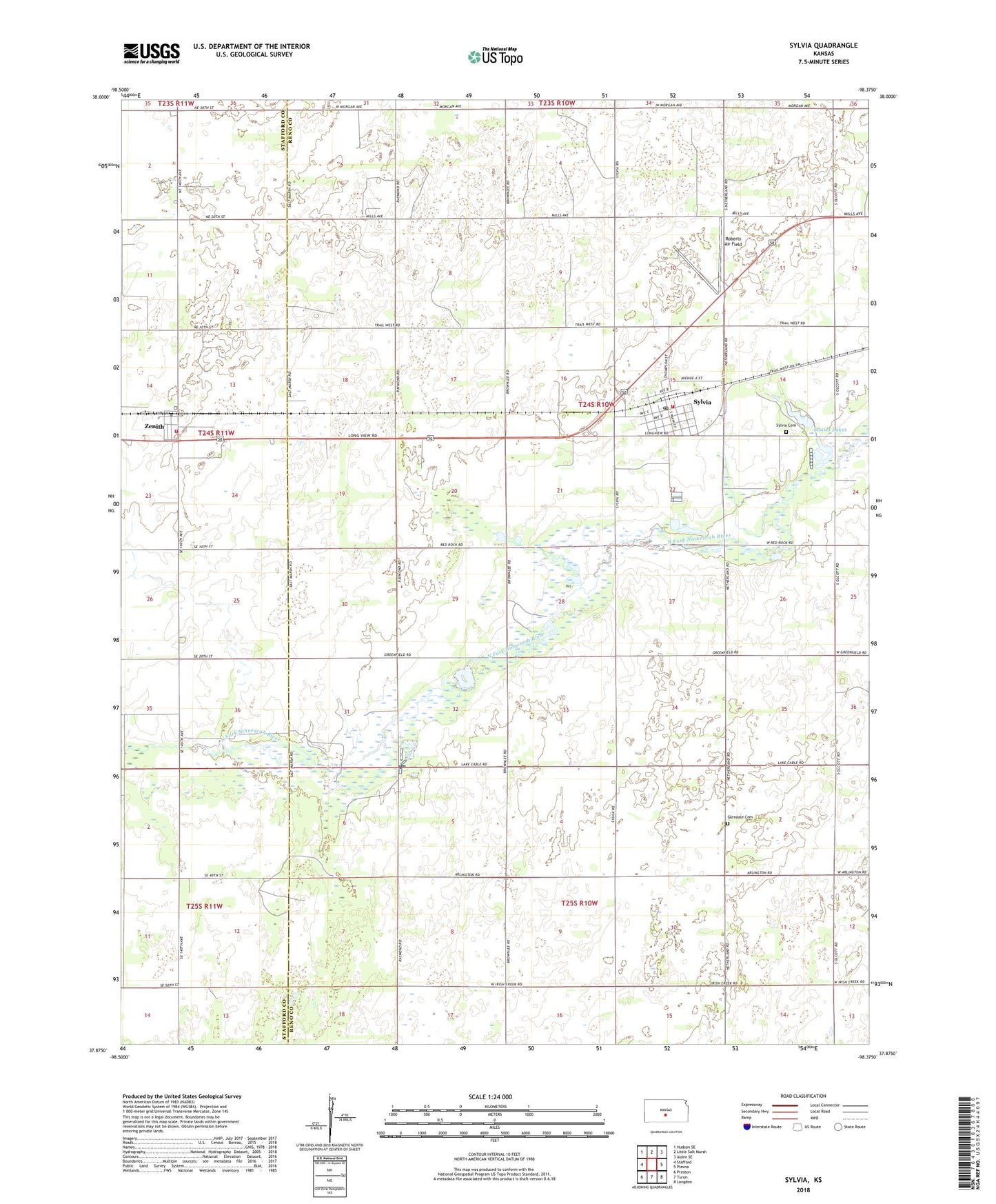 Sylvia Kansas US Topo Map Image