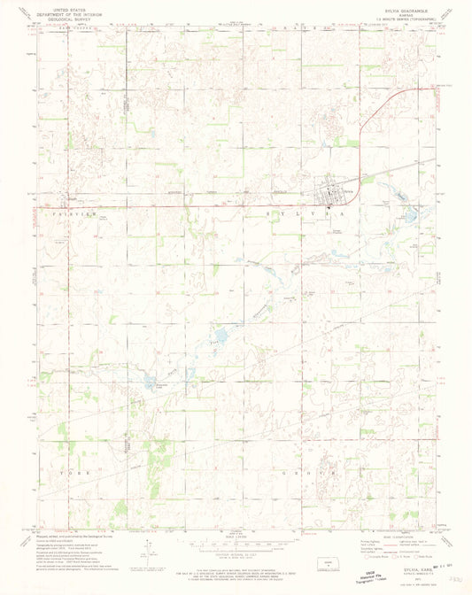 Classic USGS Sylvia Kansas 7.5'x7.5' Topo Map Image