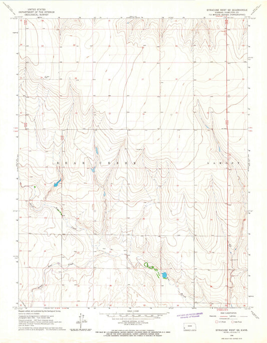 Classic USGS Syracuse West SE Kansas 7.5'x7.5' Topo Map Image