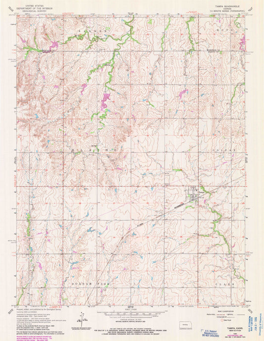 Classic USGS Tampa Kansas 7.5'x7.5' Topo Map Image