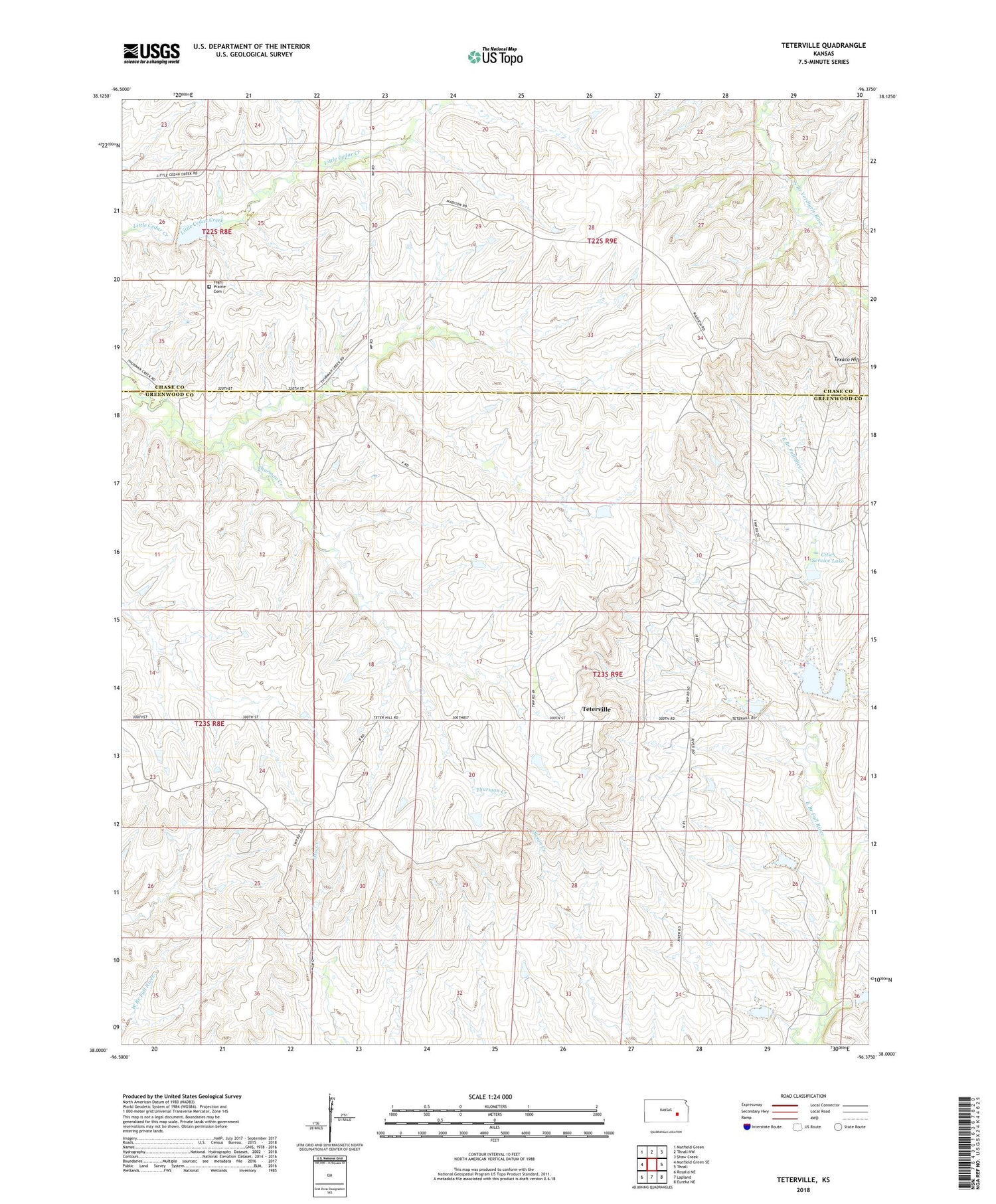 Teterville Kansas US Topo Map Image