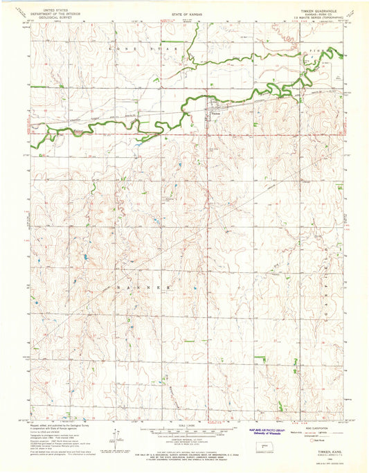 Classic USGS Timken Kansas 7.5'x7.5' Topo Map Image