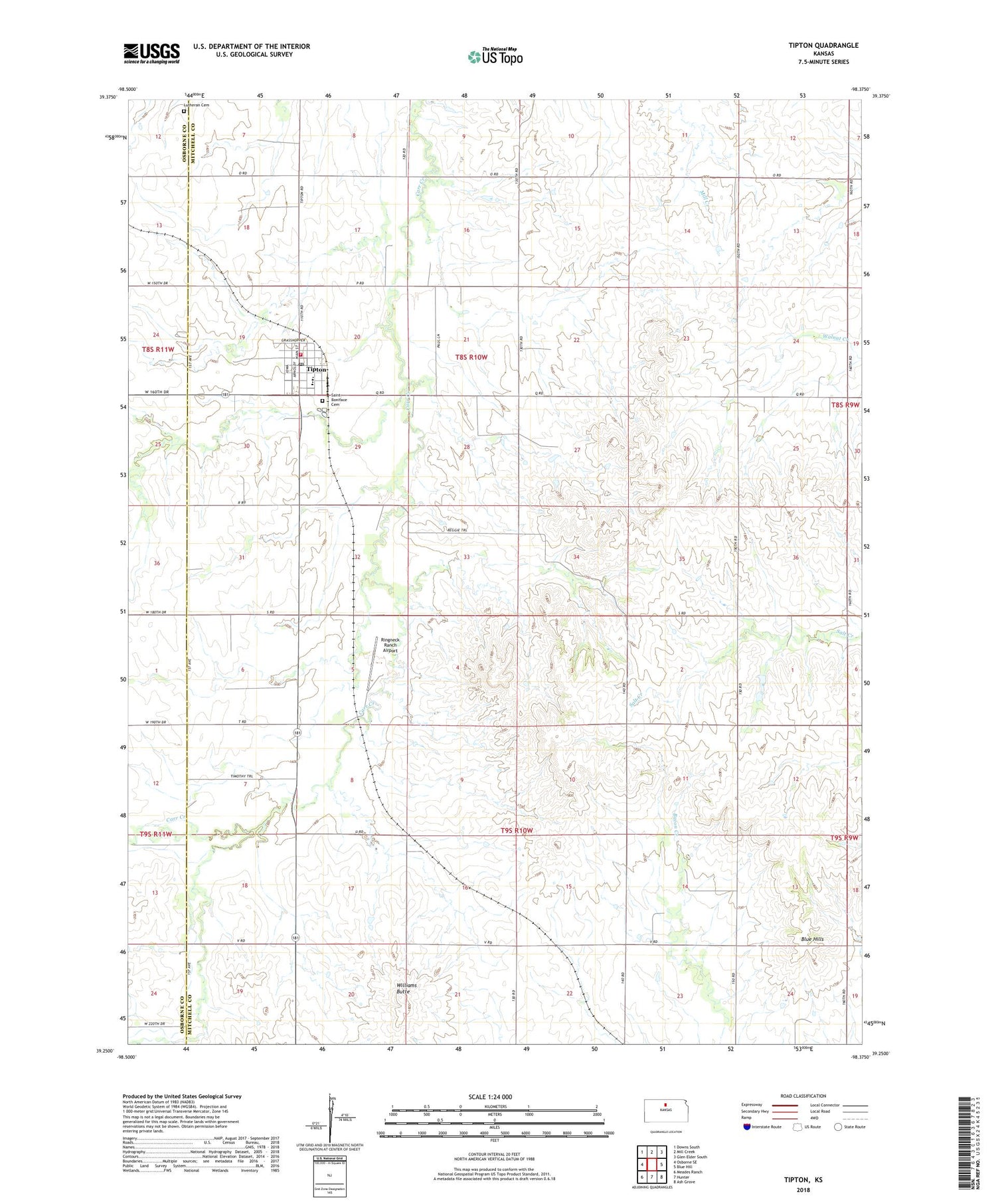 Tipton Kansas US Topo Map Image