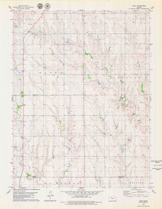 Classic USGS Togo Kansas 7.5'x7.5' Topo Map Image