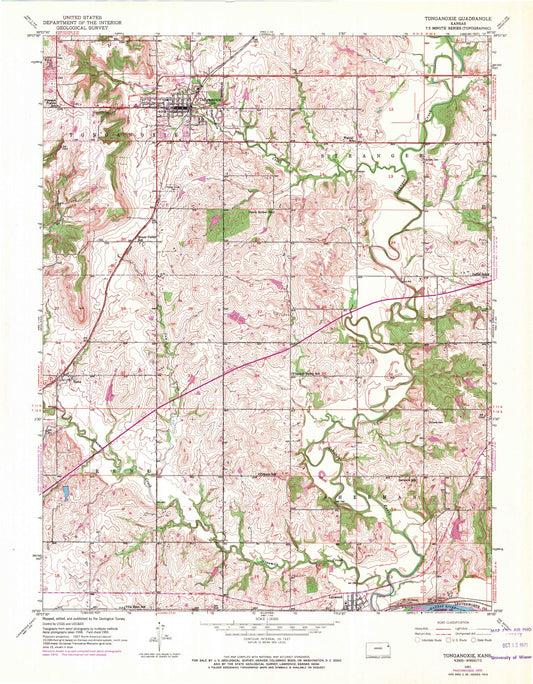 Classic USGS Tonganoxie Kansas 7.5'x7.5' Topo Map Image