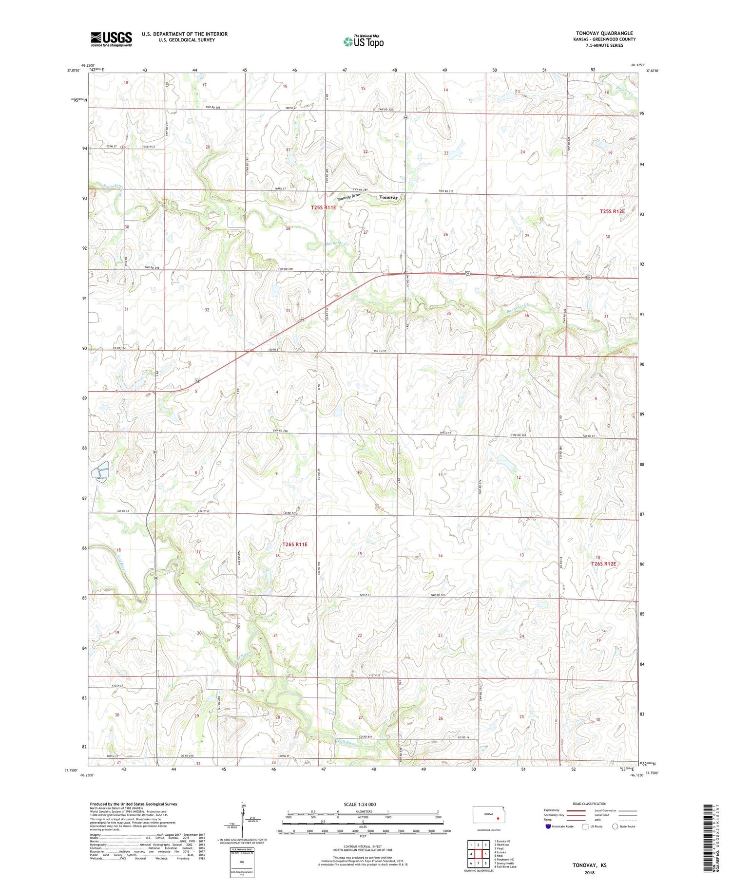 Tonovay Kansas US Topo Map Image