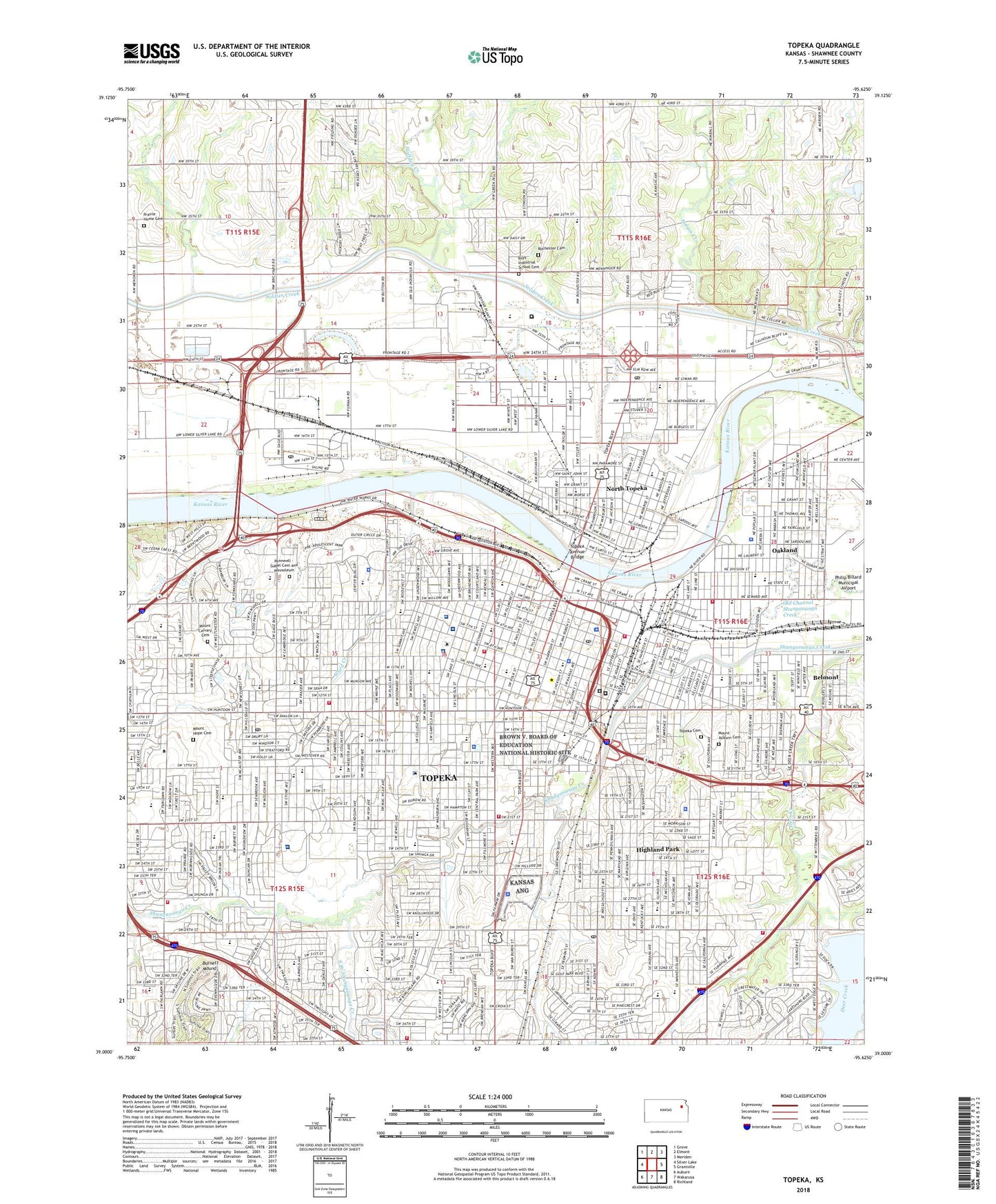 Topeka Kansas US Topo Map Image