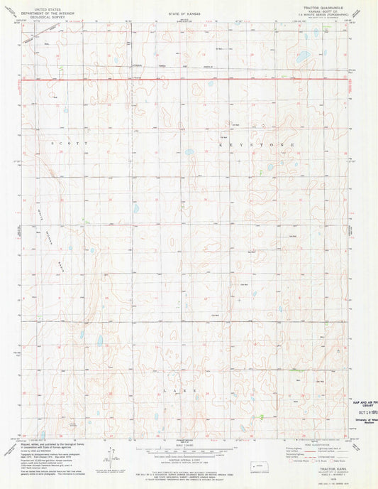 Classic USGS Tractor Kansas 7.5'x7.5' Topo Map Image