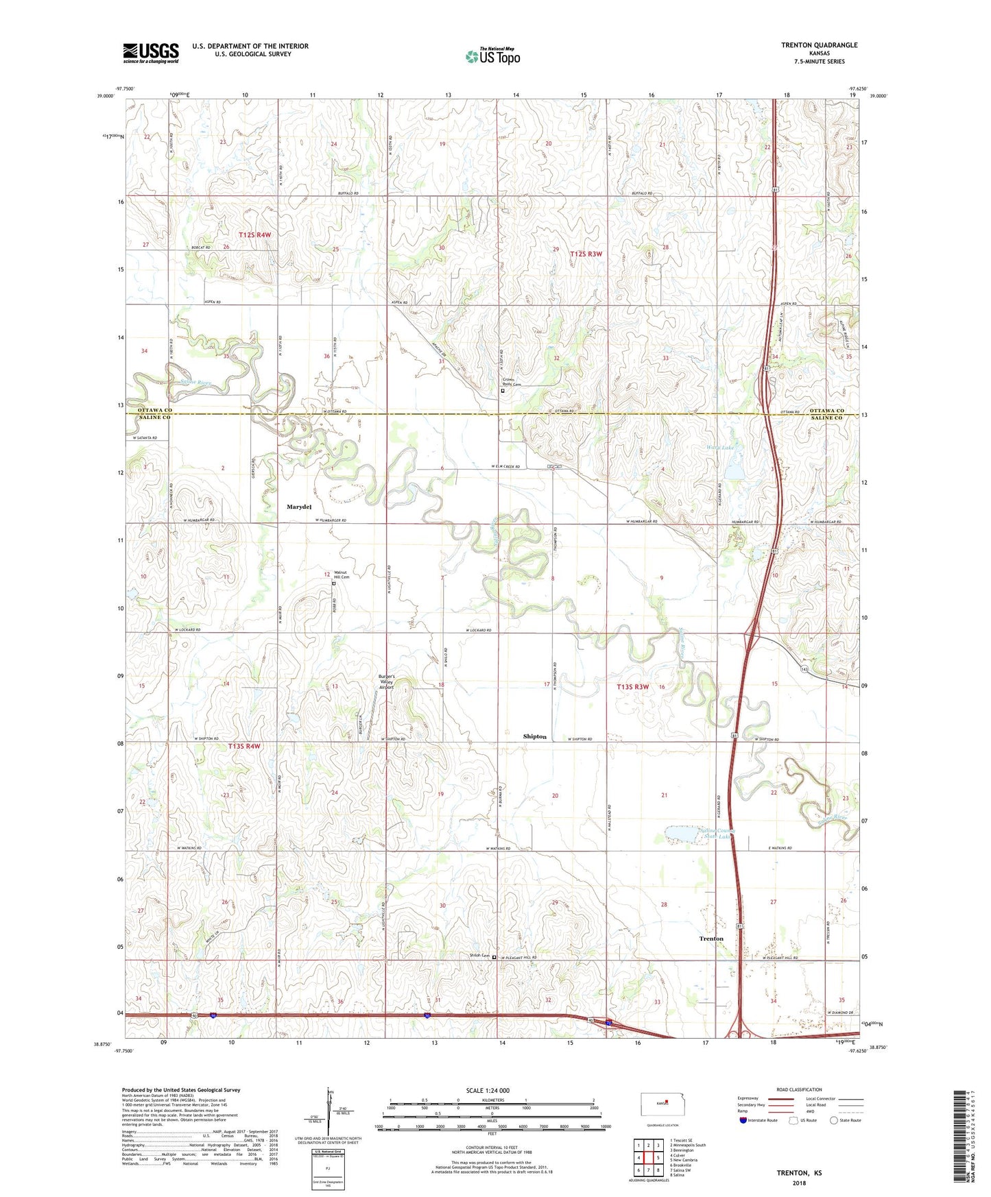 Trenton Kansas US Topo Map Image