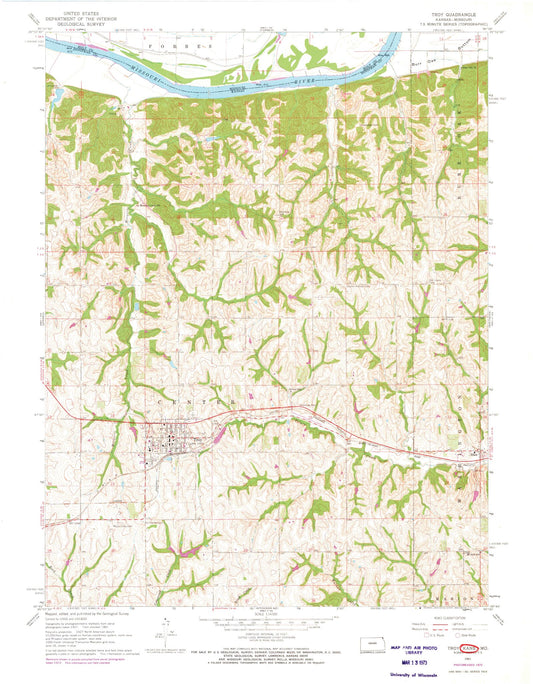 Classic USGS Troy Kansas 7.5'x7.5' Topo Map Image
