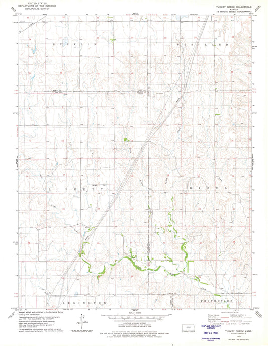 Classic USGS Turkey Creek Kansas 7.5'x7.5' Topo Map Image