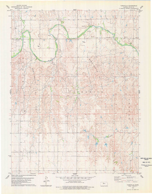 Classic USGS Turkville Kansas 7.5'x7.5' Topo Map Image