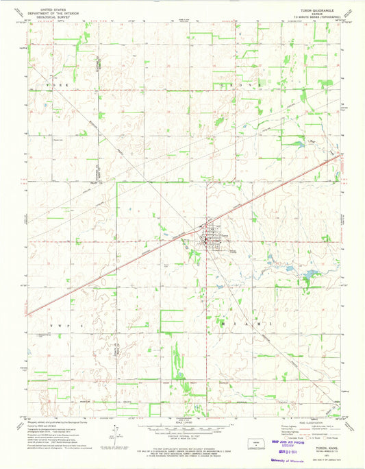 Classic USGS Turon Kansas 7.5'x7.5' Topo Map Image