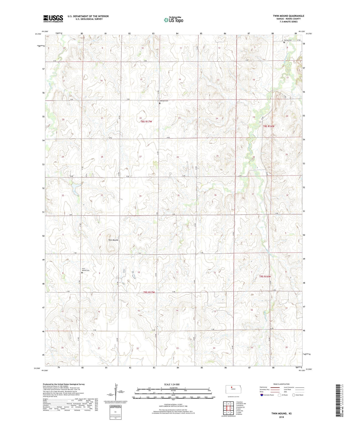 Twin Mound Kansas US Topo Map Image