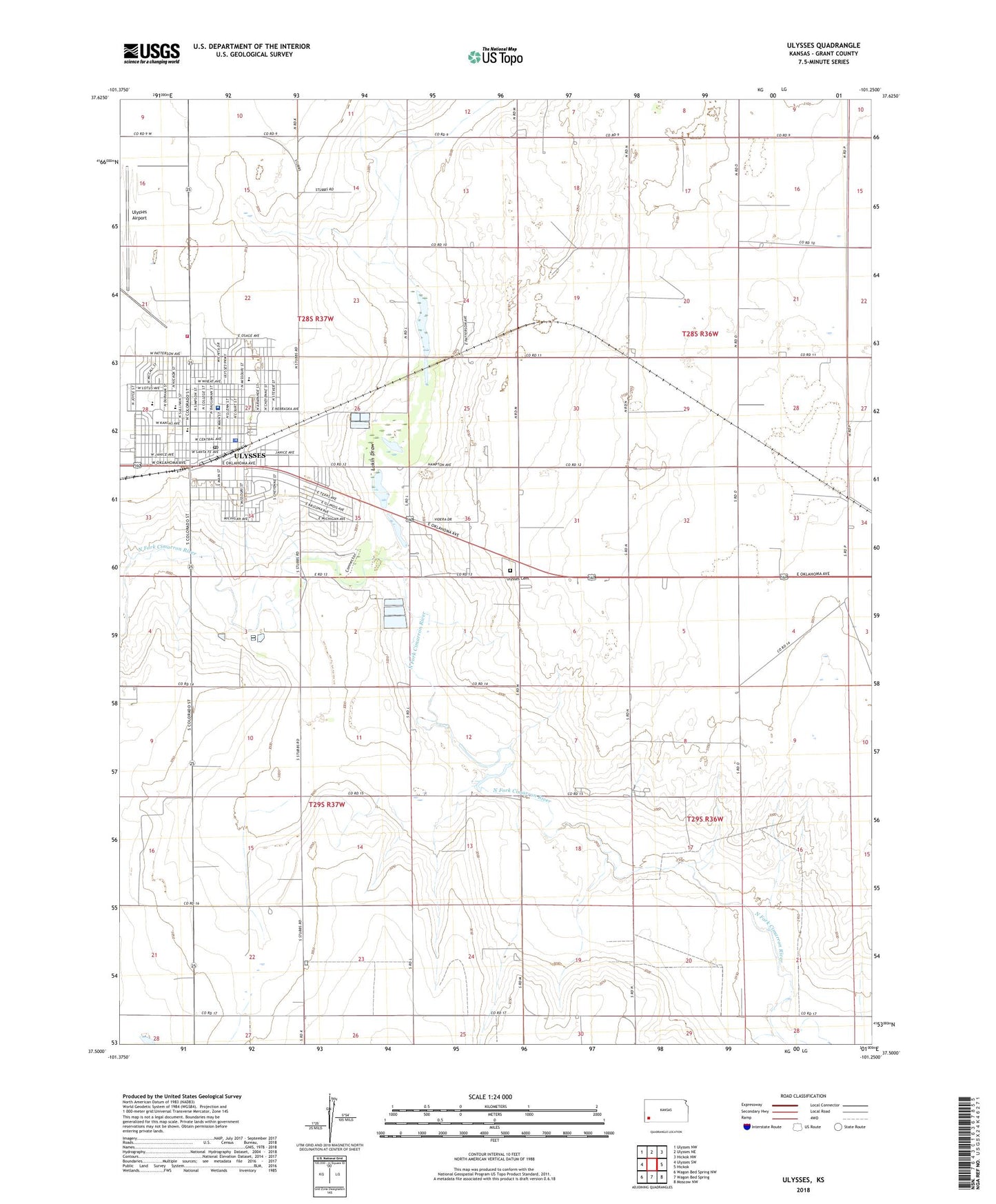 Ulysses Kansas US Topo Map Image
