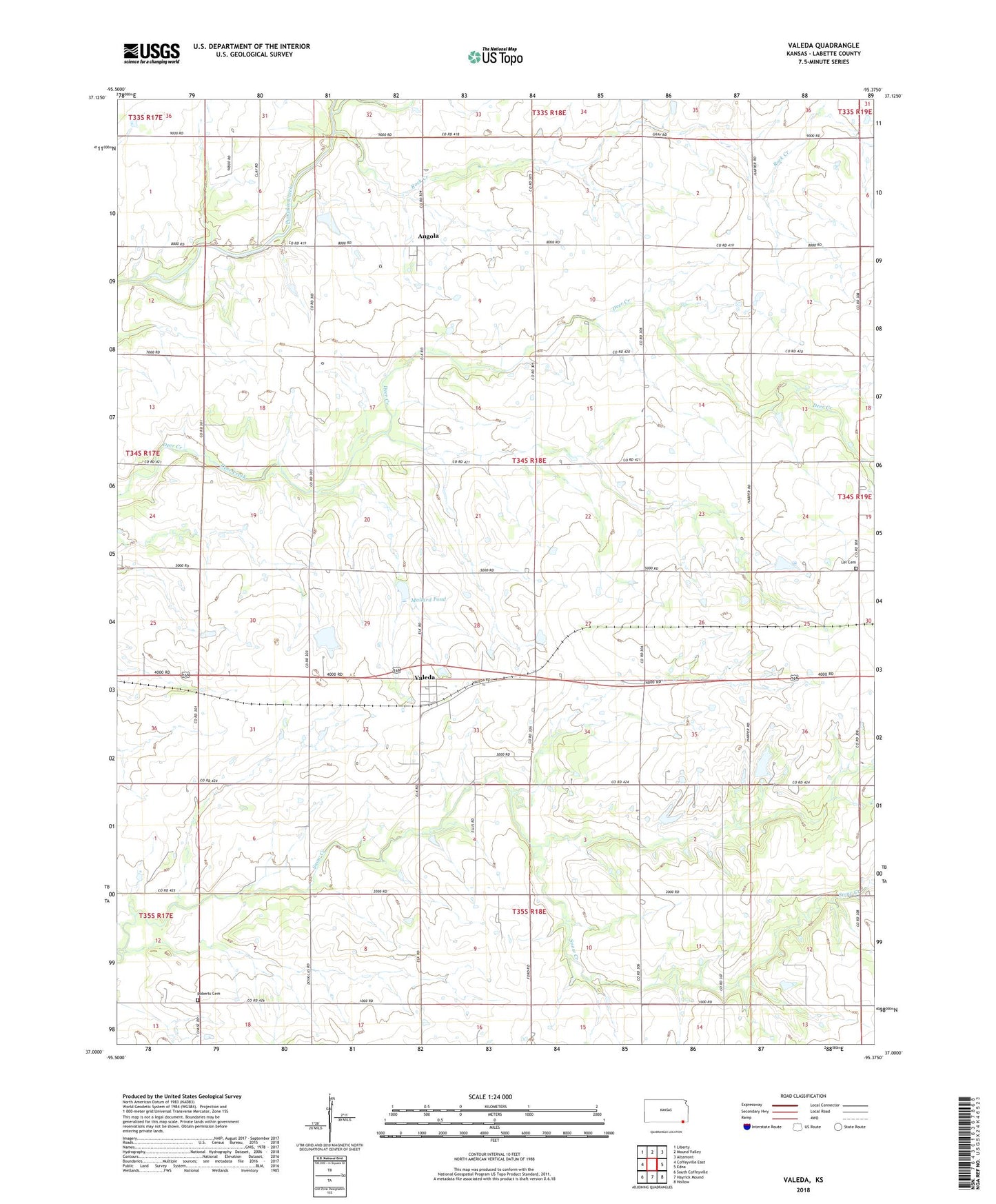 Valeda Kansas US Topo Map Image