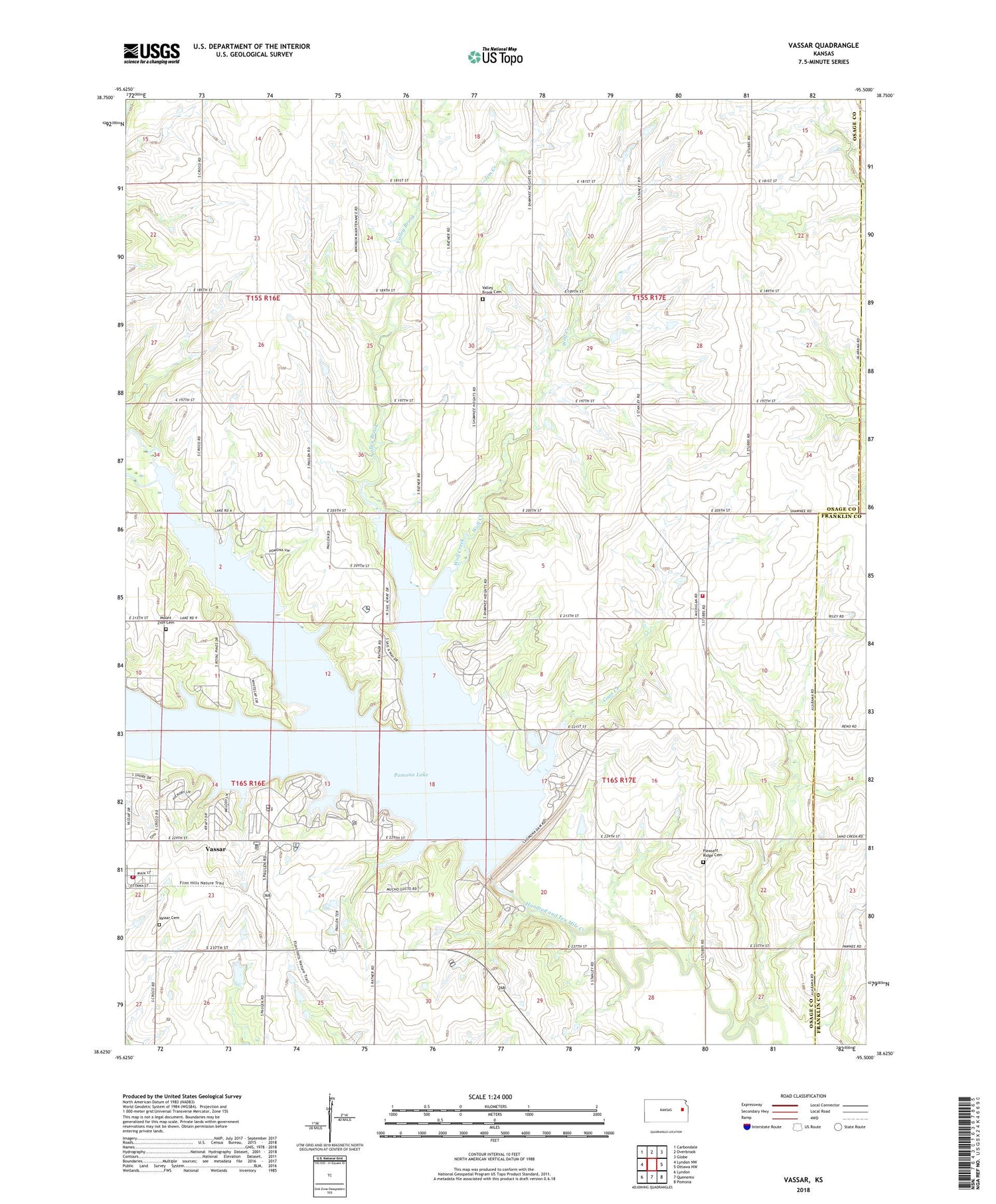 Vassar Kansas US Topo Map Image