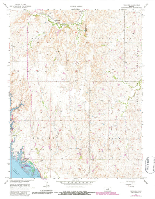 Classic USGS Venango Kansas 7.5'x7.5' Topo Map Image