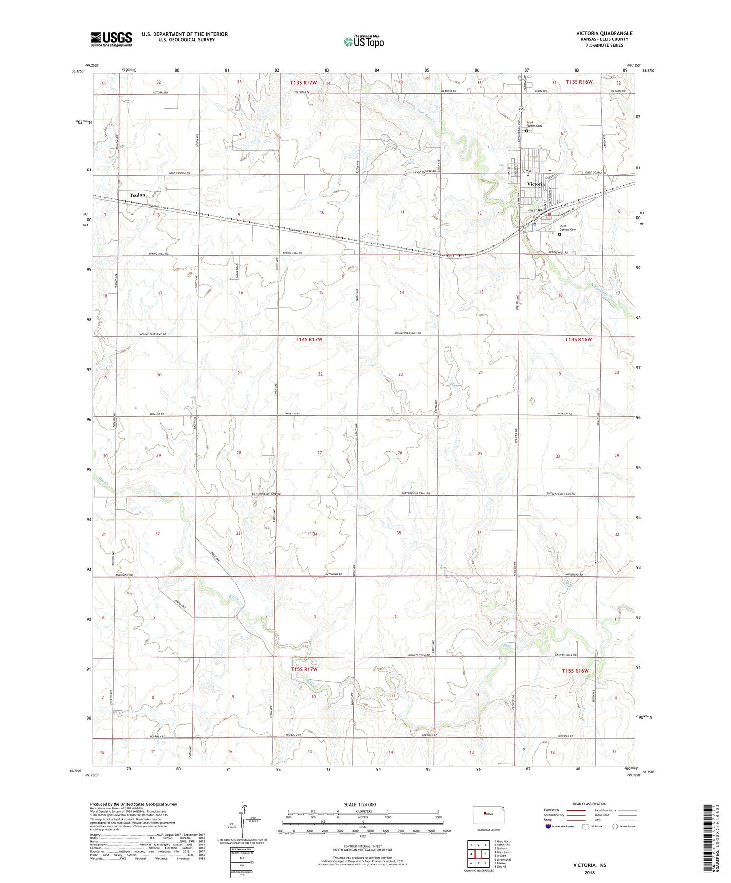Victoria Kansas US Topo Map Image