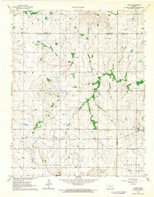 Classic USGS Vilas Kansas 7.5'x7.5' Topo Map Image