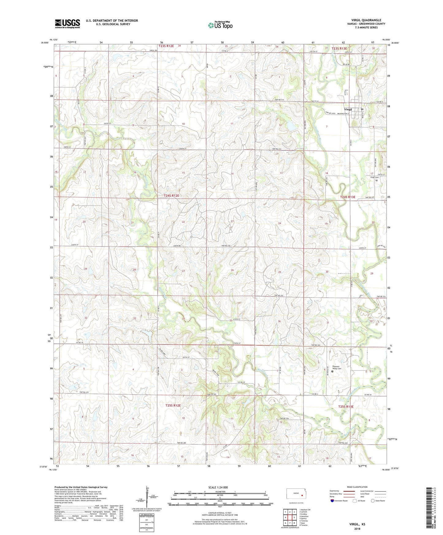 Virgil Kansas US Topo Map Image