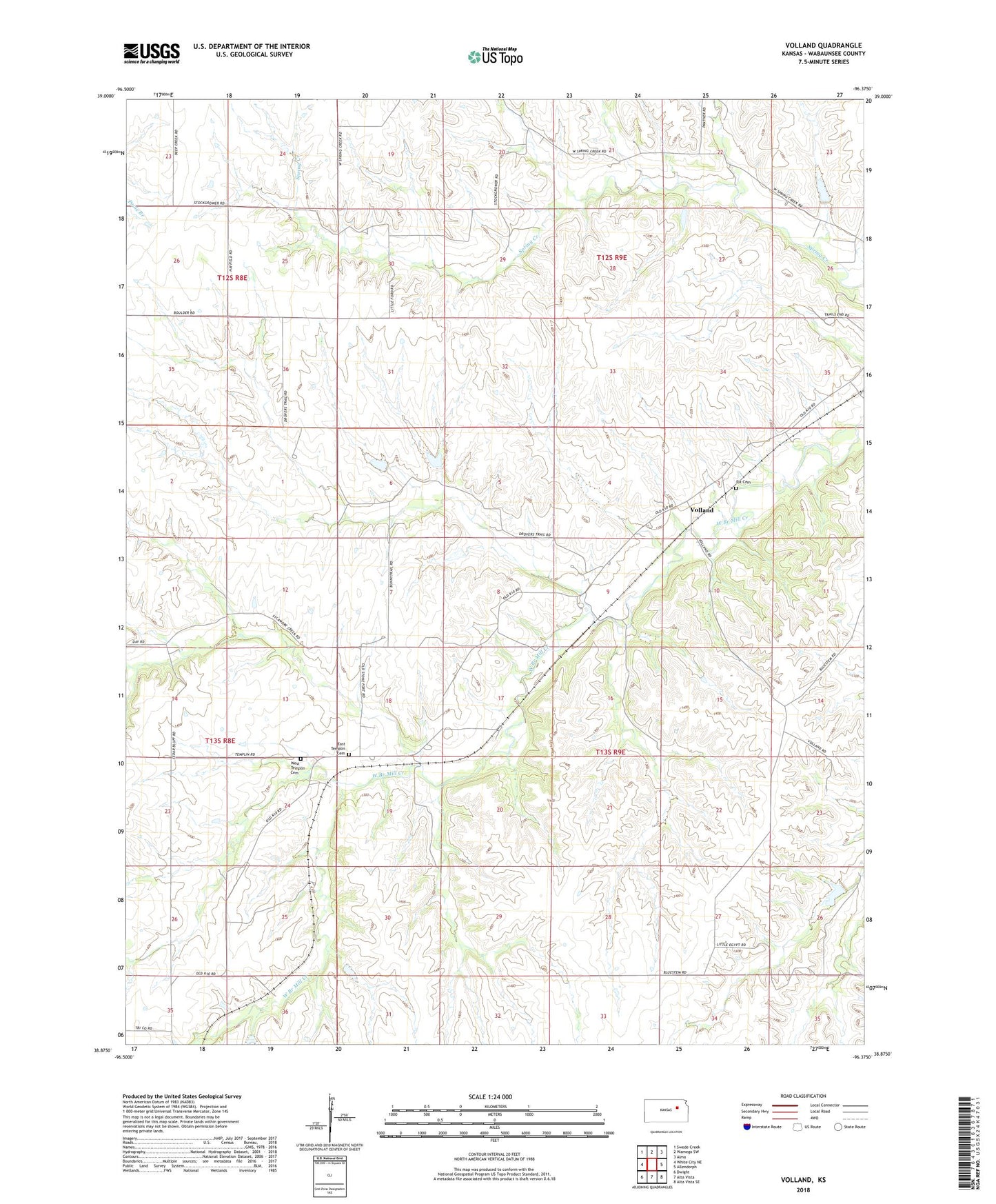 Volland Kansas US Topo Map Image