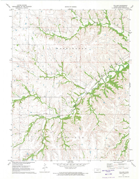 Classic USGS Volland Kansas 7.5'x7.5' Topo Map Image