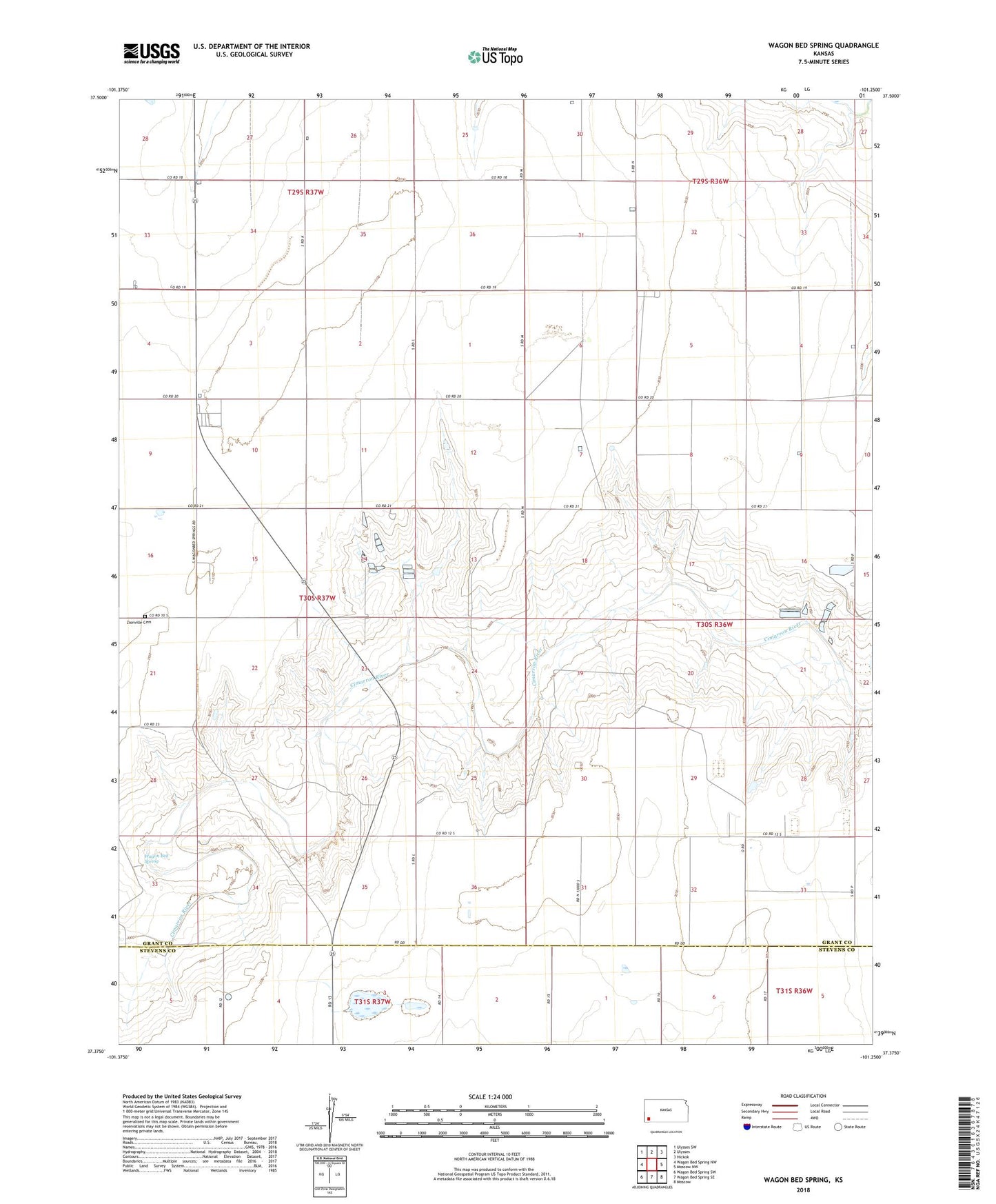 Wagon Bed Spring Kansas US Topo Map Image