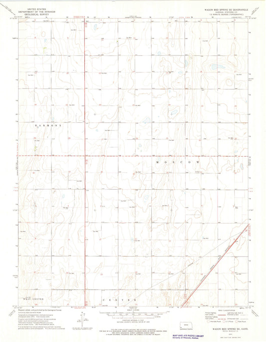 Classic USGS Wagon Bed Spring SE Kansas 7.5'x7.5' Topo Map Image