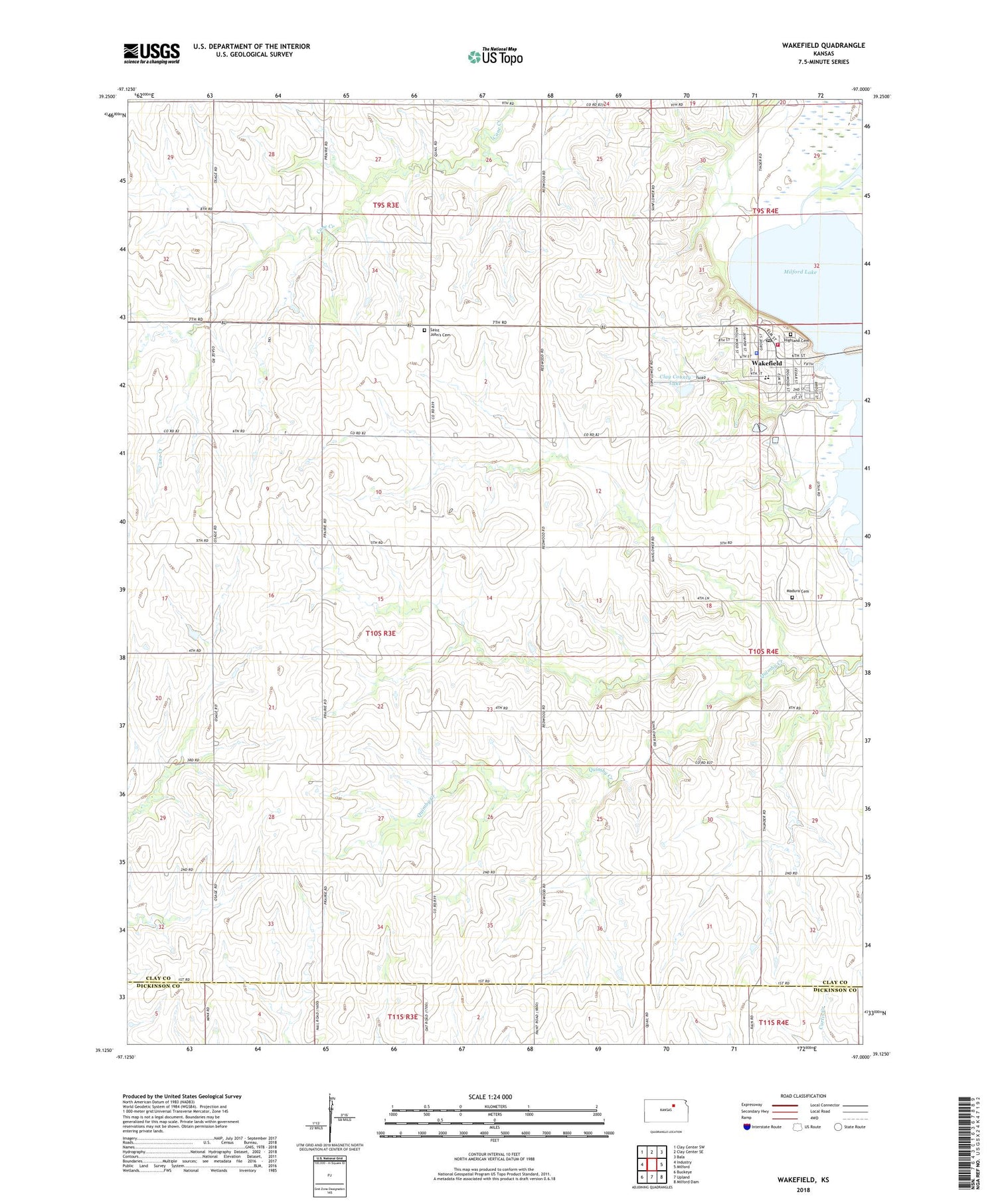 Wakefield Kansas US Topo Map Image