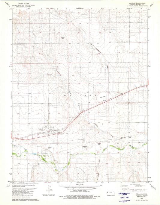 Classic USGS Wallace Kansas 7.5'x7.5' Topo Map Image
