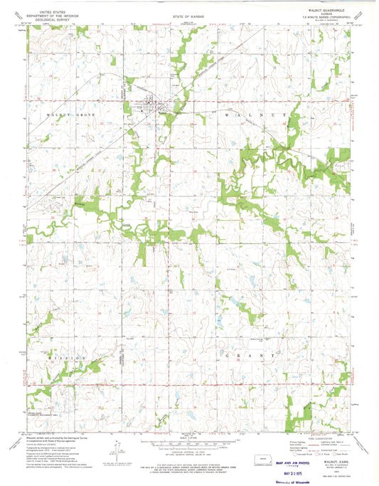 Classic USGS Walnut Kansas 7.5'x7.5' Topo Map Image