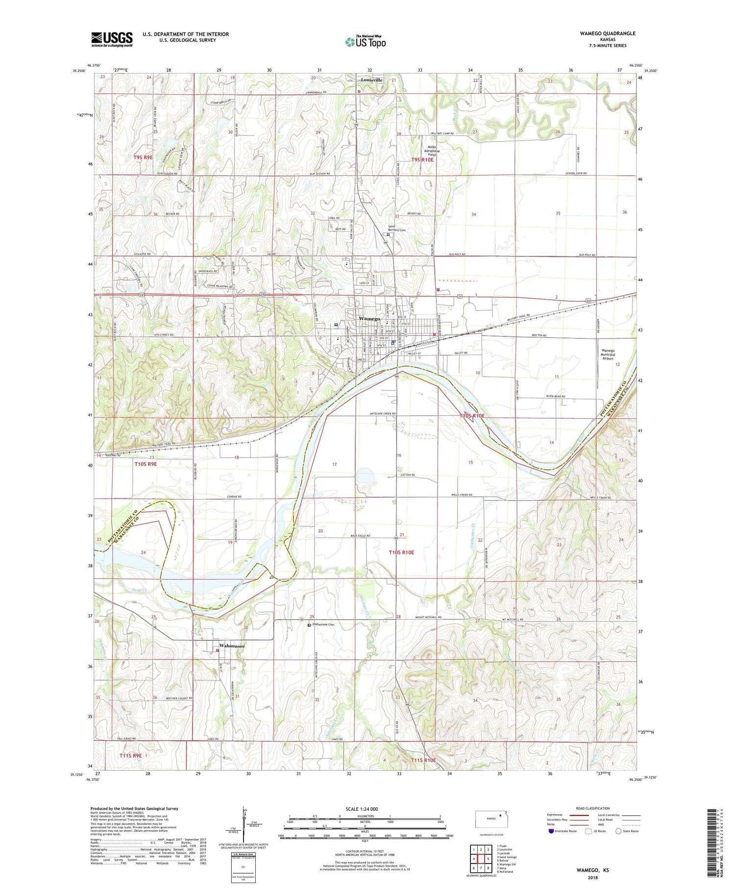 Wamego Kansas US Topo Map Image