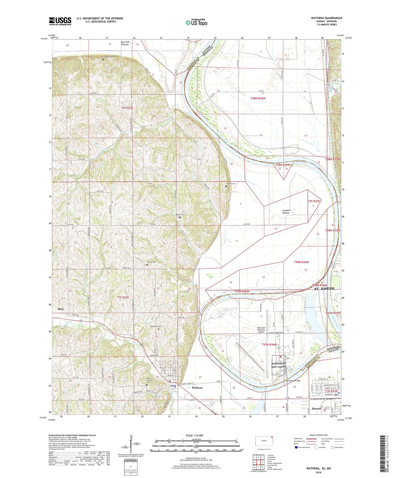 Wathena Kansas US Topo Map Image