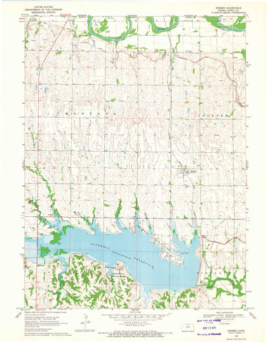 Classic USGS Webber Kansas 7.5'x7.5' Topo Map Image