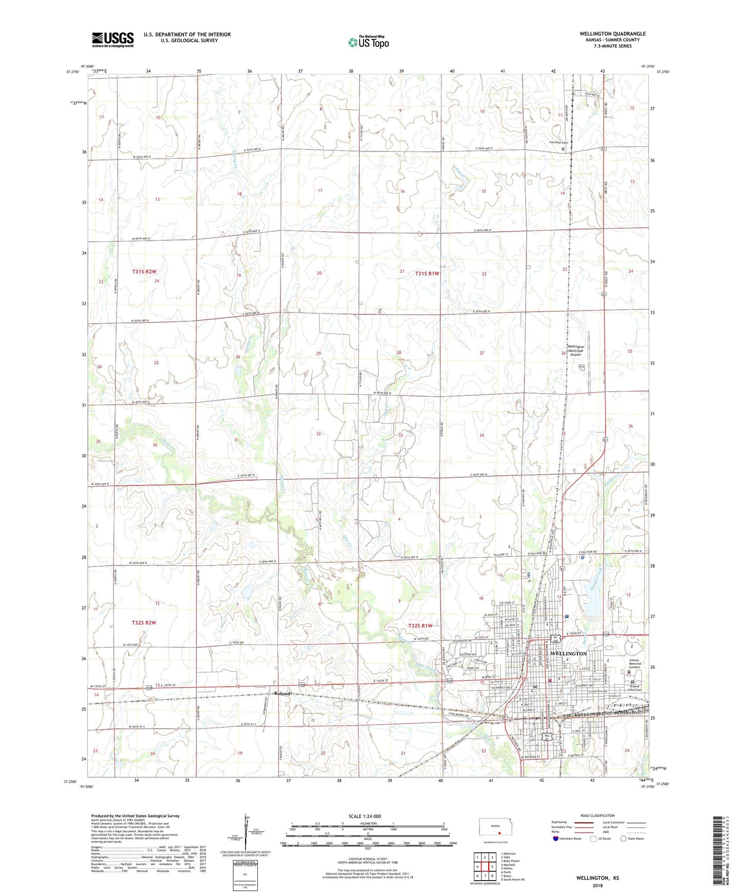 Wellington Kansas US Topo Map Image