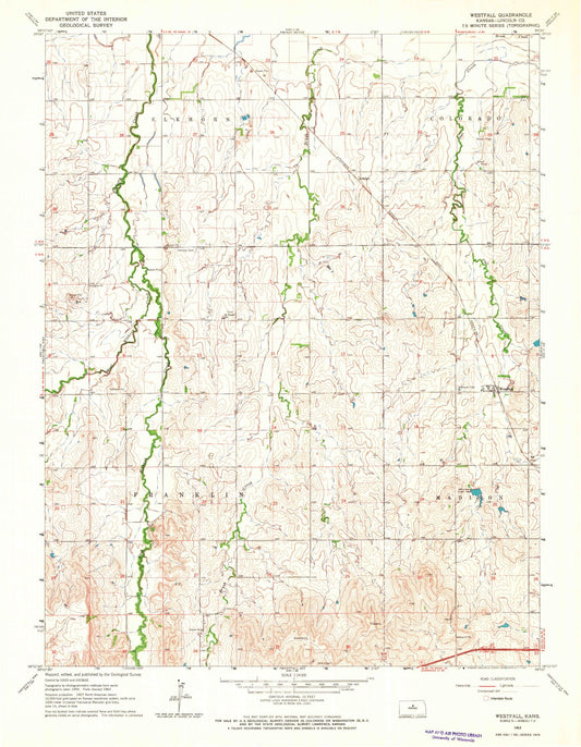 Classic USGS Westfall Kansas 7.5'x7.5' Topo Map Image