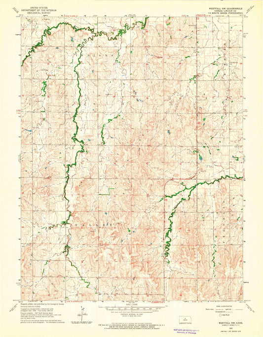 Classic USGS Westfall NW Kansas 7.5'x7.5' Topo Map Image