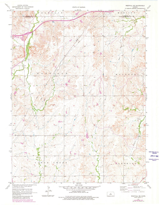 Classic USGS Westfall SE Kansas 7.5'x7.5' Topo Map Image
