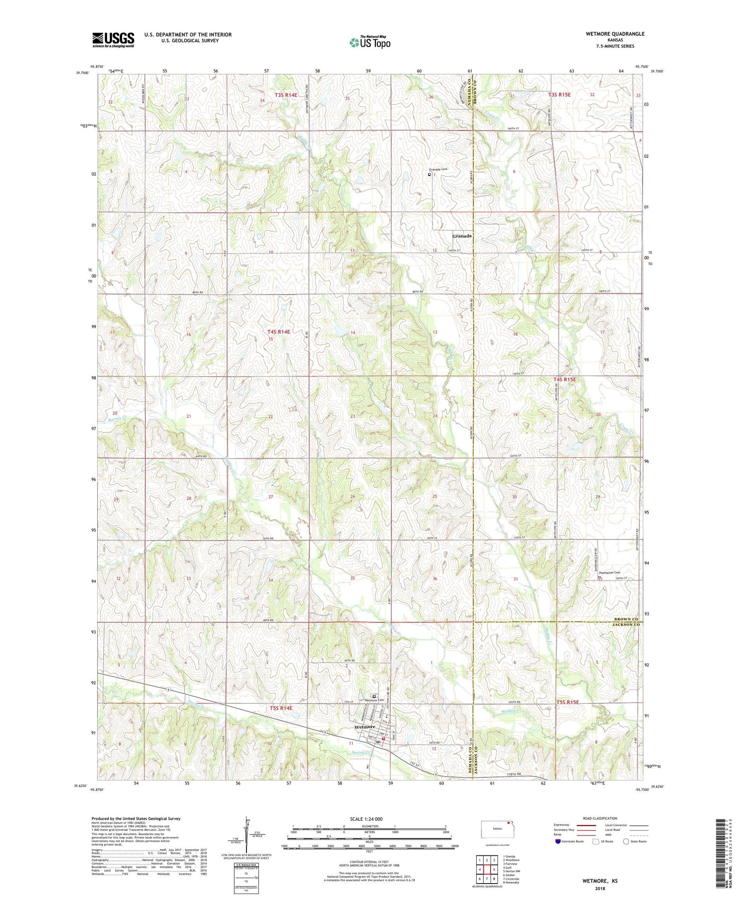 Wetmore Kansas US Topo Map Image