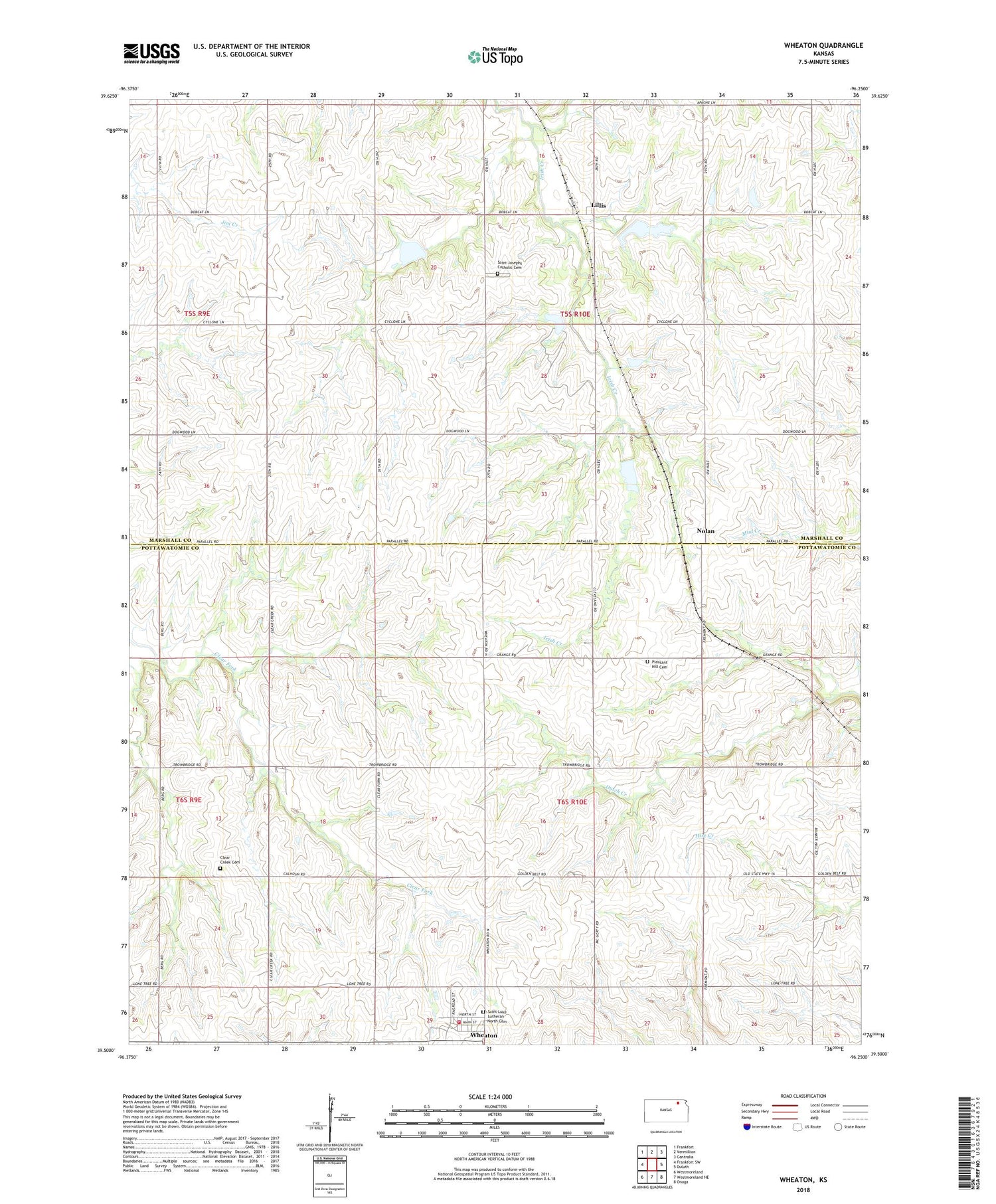 Wheaton Kansas US Topo Map Image