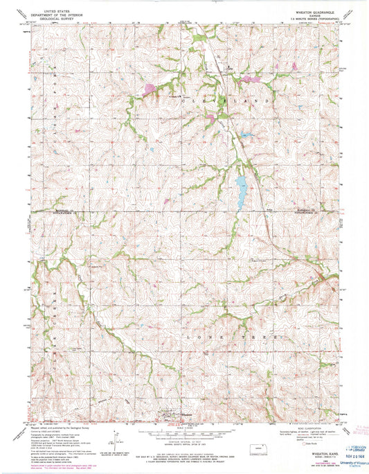 Classic USGS Wheaton Kansas 7.5'x7.5' Topo Map Image