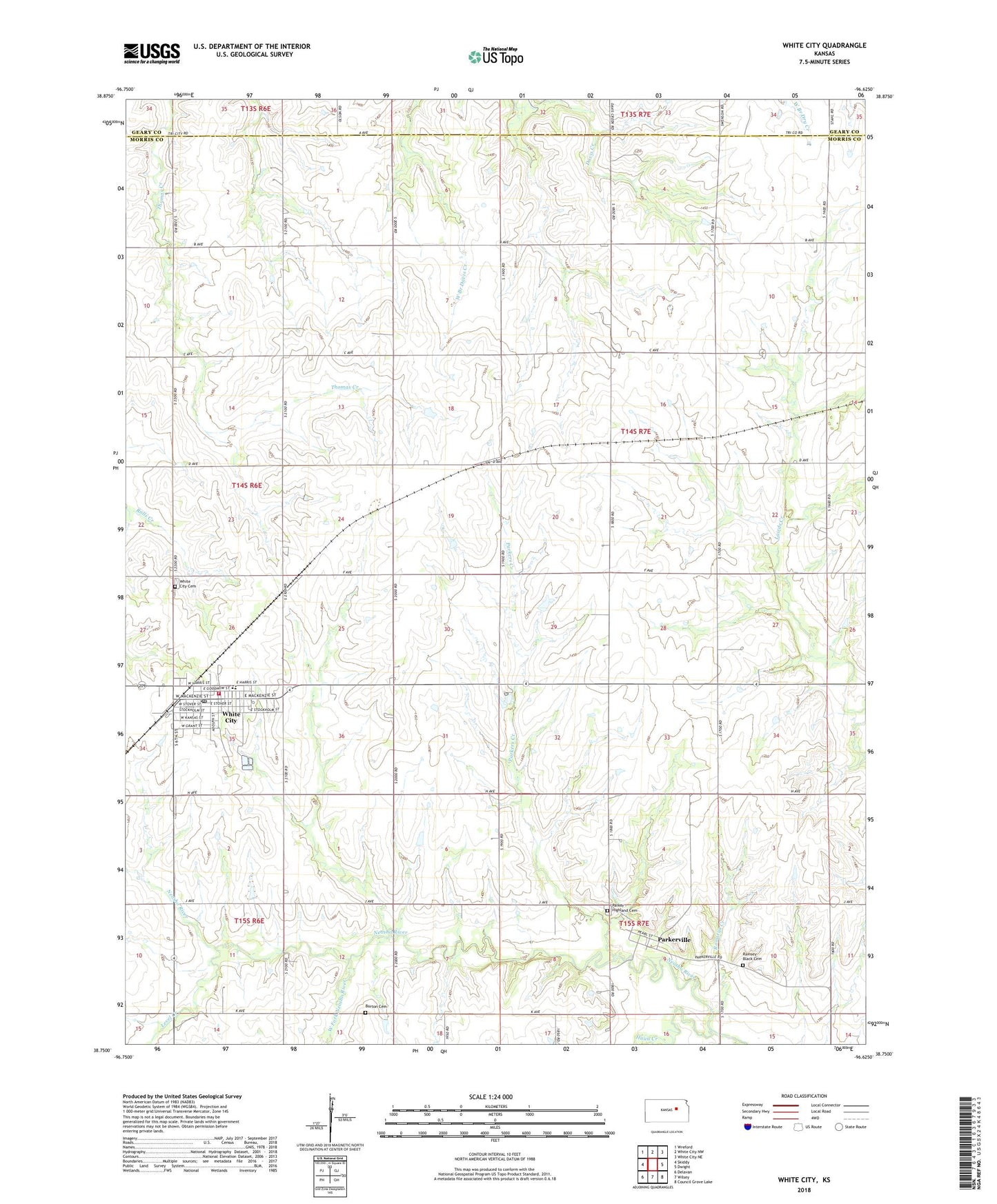 White City Kansas US Topo Map Image