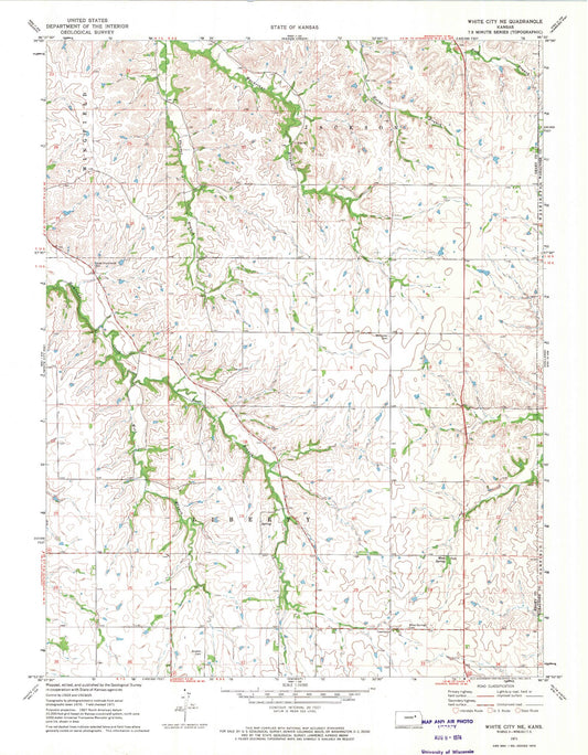 Classic USGS White City NE Kansas 7.5'x7.5' Topo Map Image