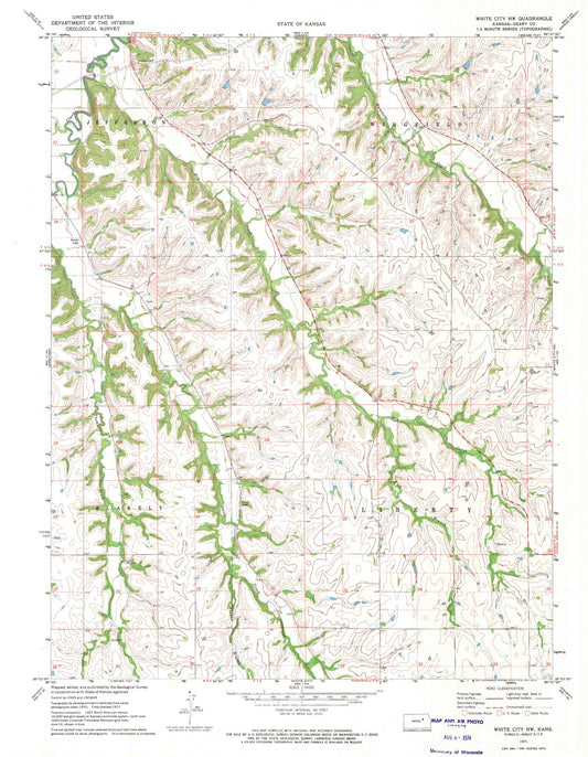 Classic USGS White City NW Kansas 7.5'x7.5' Topo Map Image
