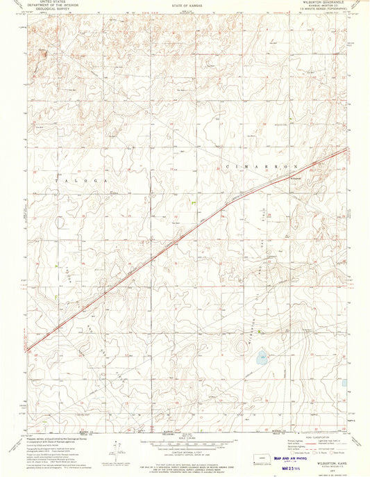 Classic USGS Wilburton Kansas 7.5'x7.5' Topo Map Image