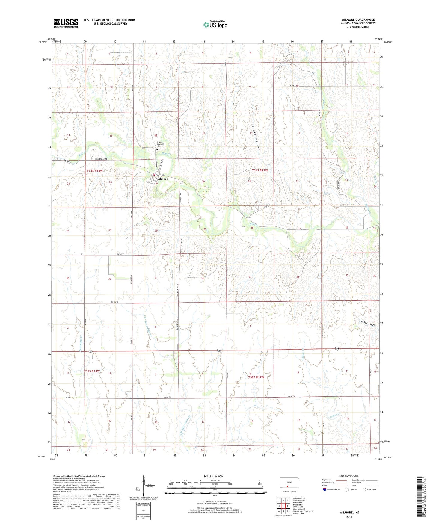 Wilmore Kansas US Topo Map Image